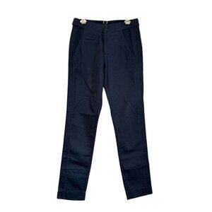 Hannes Roether Navy Blue Linen Blend Slim Adjustable Waist Trouser Pants Mens XS